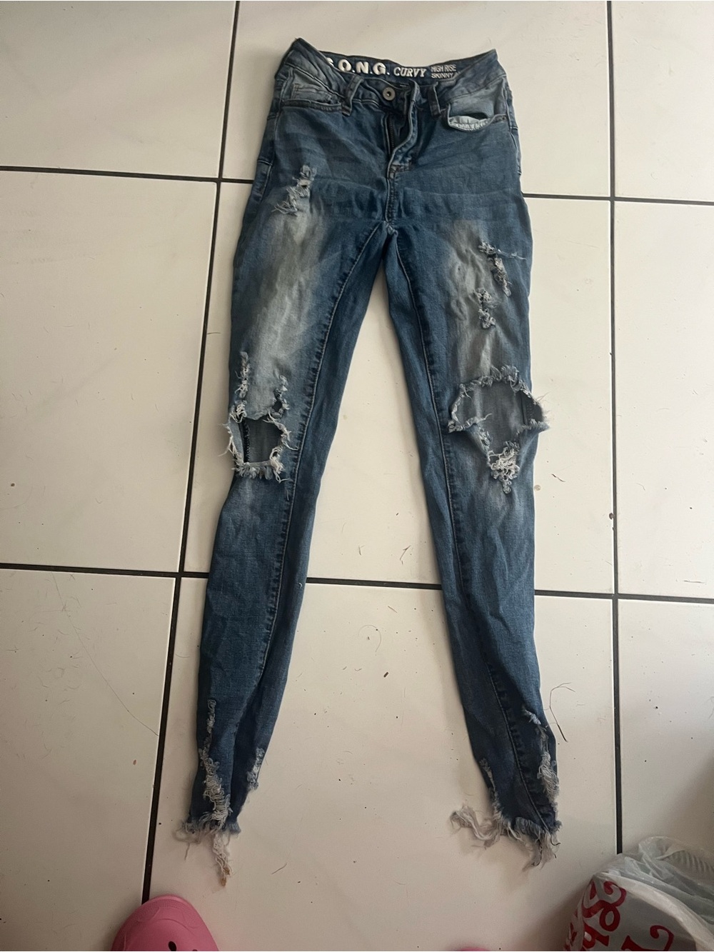Distressed Skinny Jeans - Blue by NO.N.O. Curvy